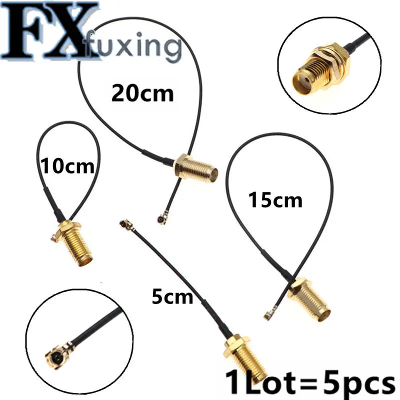 5 pces ipx ufl para sma cabo de extensão trança sma fêmea para ipx rf cabo adaptador 1.13mm ipx para sma cabo de extensão fêmea 5cm 10cm