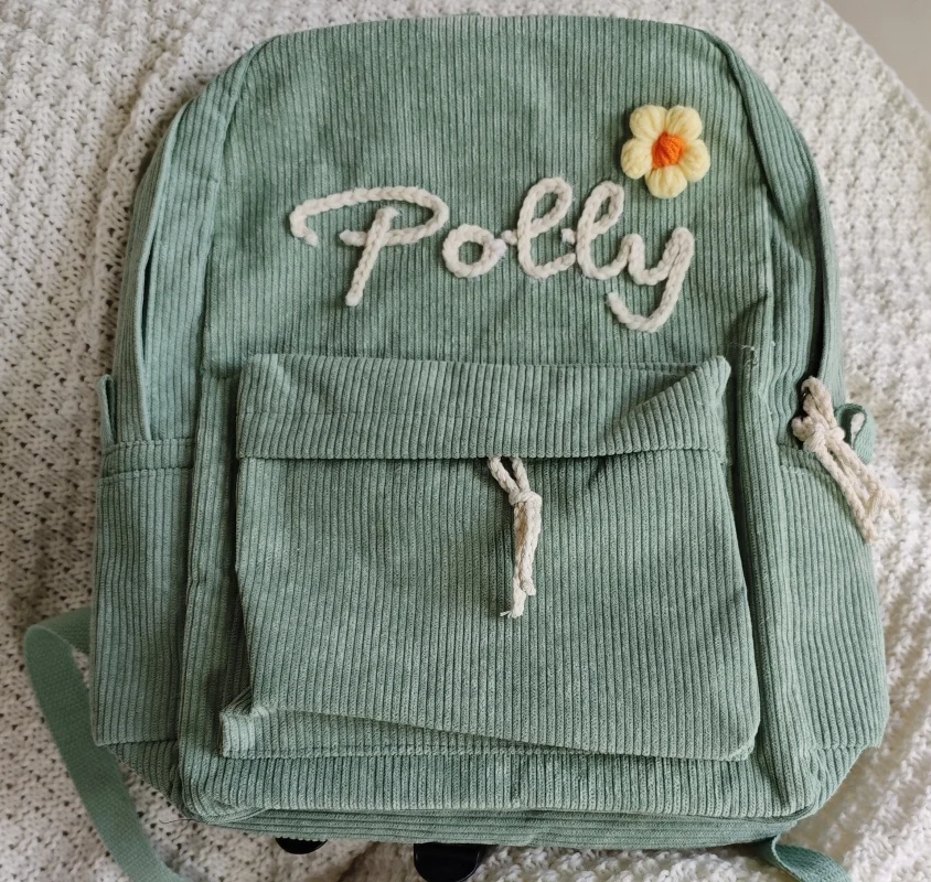 

Handmade Corduroy Backpack Customized With Your Name, Casual Backpack, Neutral Classic, Campus Portable, Super Soft Handbag