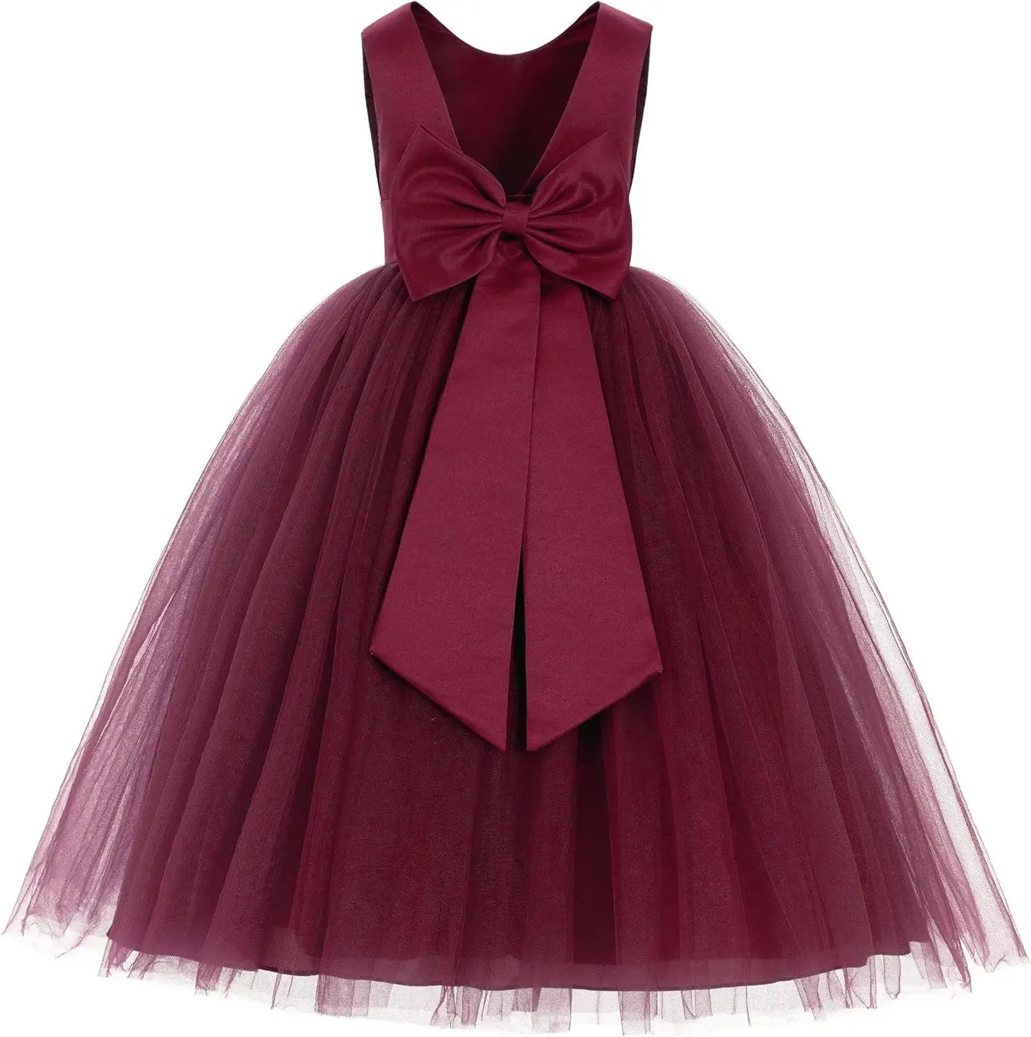 فستان من الساتان بدون ظهر على شكل حرف V للفتيات، فستان مناولة للأطفال، فستان رسمي أنيق لحفلات الرقص للفتيات مناسبة خاصة