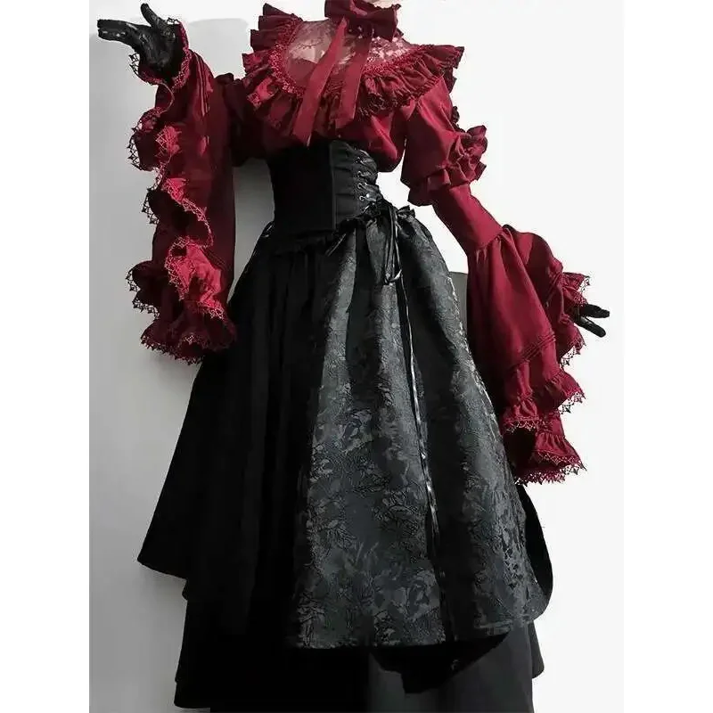 

DY2018th Century Costume Women French Victorian Baroque Rococo Princess Dark Rose Lolita Marie Antoinette Costume Christmas Dres