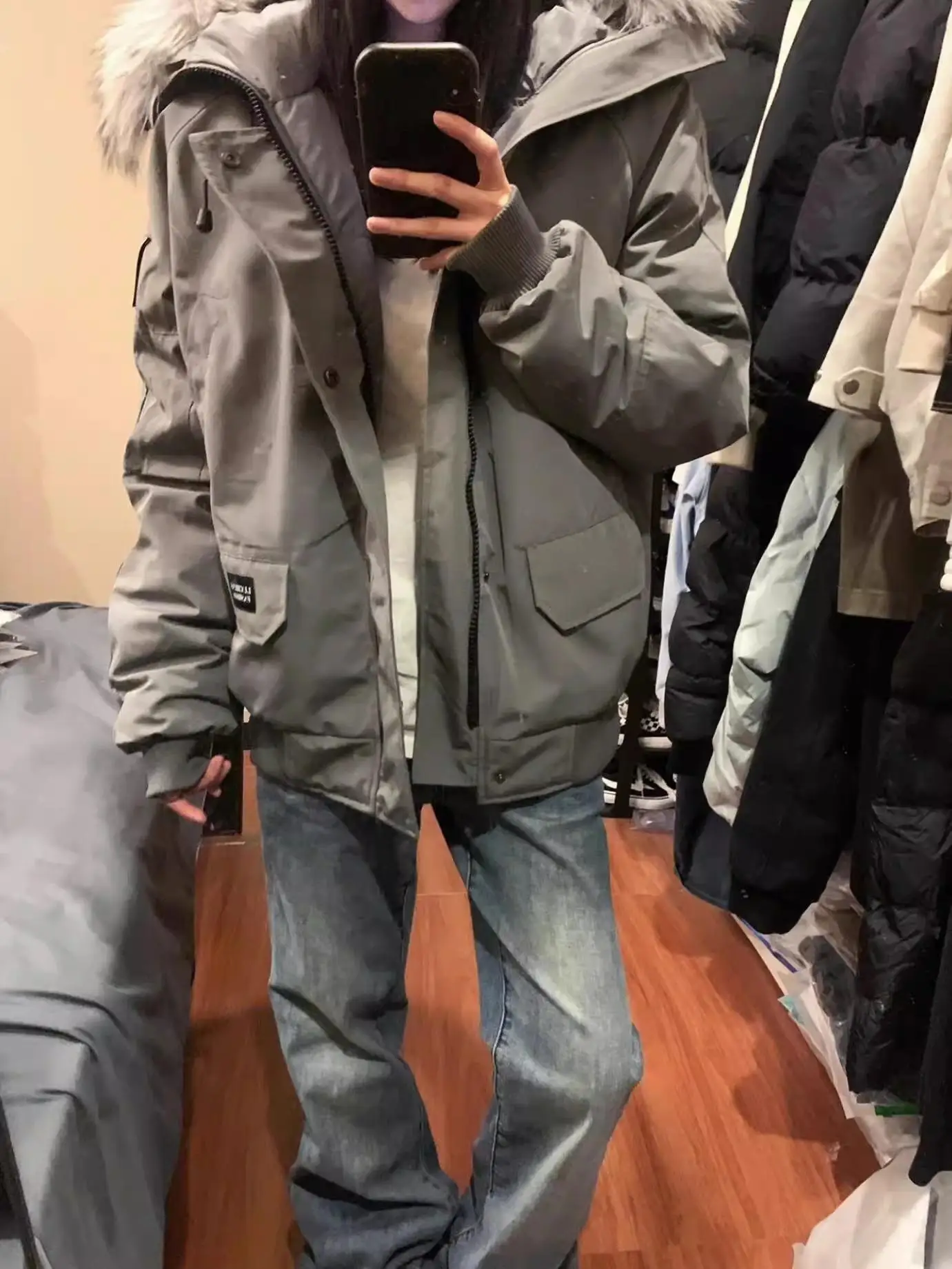 

ay Hooded down Parka Coat Men's Thiened Winter American Fur Collar Jaet Northeast Cold Resistance proof Coat