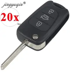 jingyuqin 20pcs/lot 3 Buttons Flip Remote Key Shell for Hyundai IX35 For Kia Folding Key Fob Case Replacement