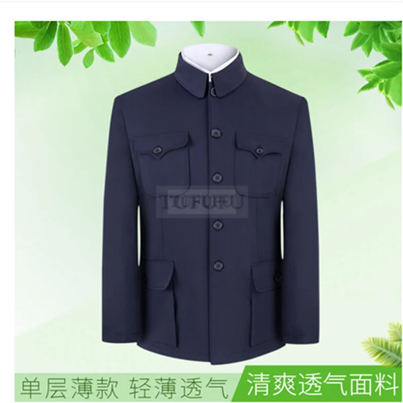 Summer thin single layer middle-aged and elderly men's jacket jacket elderly summer jacket grandpa's zhongshan jacket
