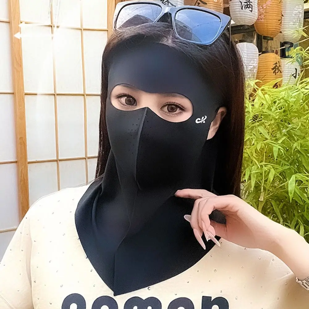Новая солнцезащитная маска из ледяного шелка, анфас UPF50 +, анти-УФ-шарф, пылезащитный дышащий солнцезащитный козырек, маска для лица, уличная