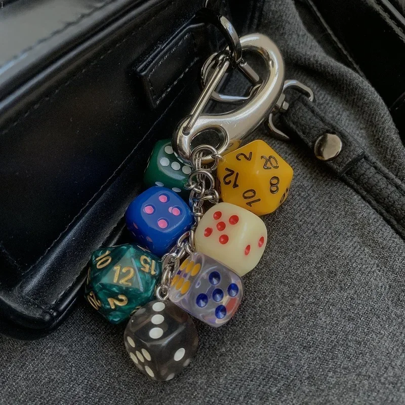 Lucky Dice Chain Original Keychain Premium Multi Element Trendy Bag Pendant Waist Hanging Accessories Decorative Keychain