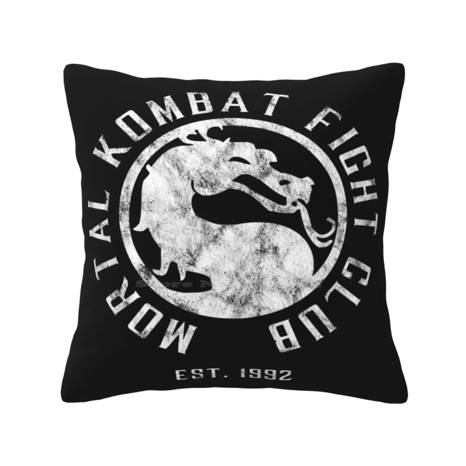 Mortal Kombat Fight Club | Mortal Kombat 11 | Distressed White Logo Funny Cute Decor Square Pillowcase Mortal Kombat Fight Club