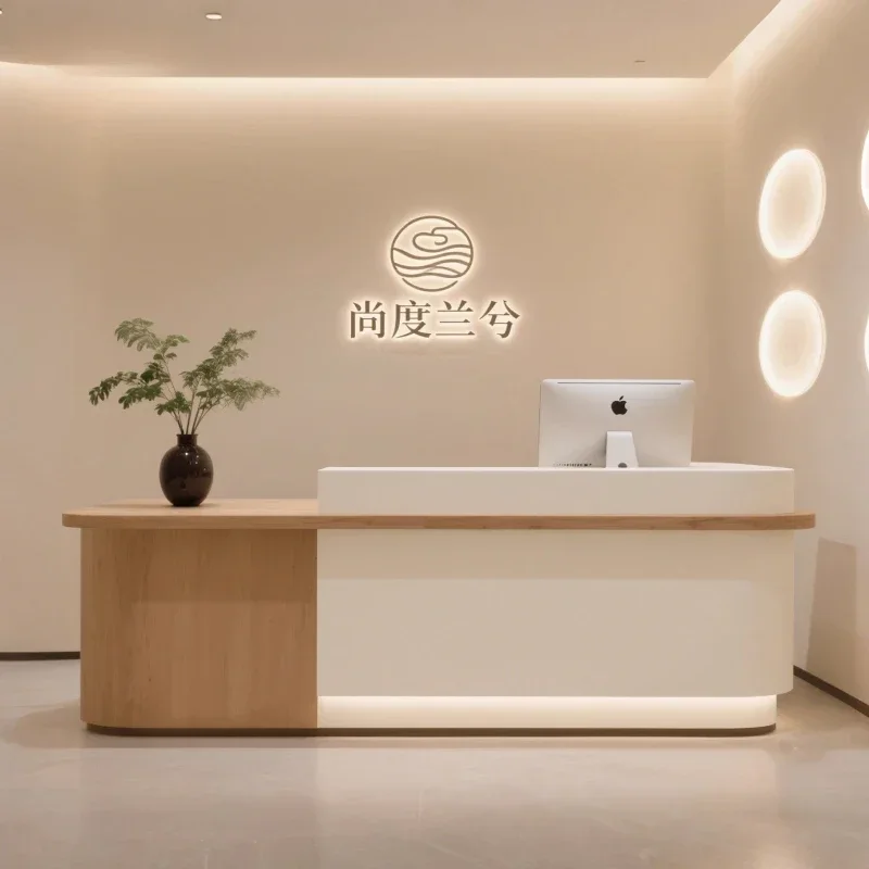 تصميم أمامي Mostrador De Tienda أثاث منزلي فاخر تعزيز مكاتب الاستقبال خدمة الجودة مكاتب تقف العملاء #4