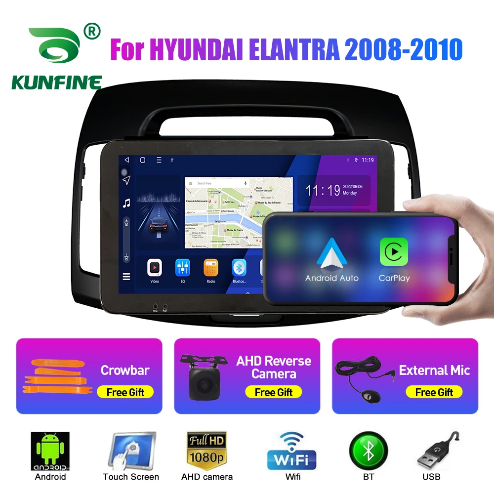 

10,33-дюймовый автомобильный радиоприемник для HYUNDAI ELANTRA 2008-10 2Din Android, восьмиядерный автомобильный стерео DVD, GPS-навигатор, плеер, QLED-экран Carplay