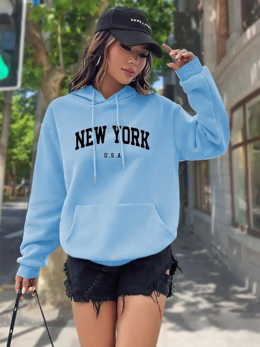 NEW YORK Women Hoodie High quality Tops  2026 New Fashion Aesthetic Sweatshirt Streetwear Y2k Clothes Woman Pullover Hoodies