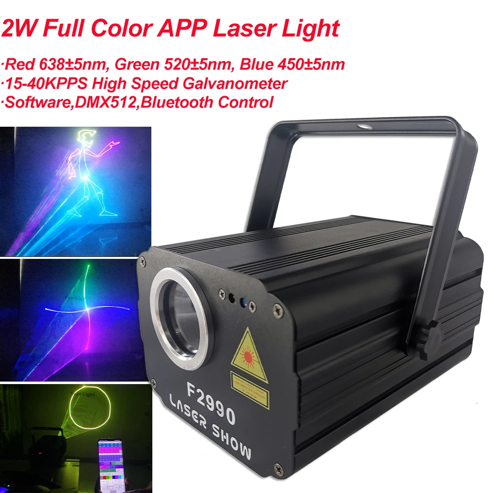 2W RGB Laser Show System Stage Disco Party Christmas Decoration Laser Lighting DMX APP Control For DJ KTV Disco Dance Floor