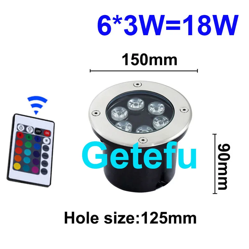 Fernbedienbare RGB LED-Gartenbeleuchtung, Wasserdichte 9W/18W IP67 Outdoor Bodeneinbauleuchte für Gartenwege – Detail 6