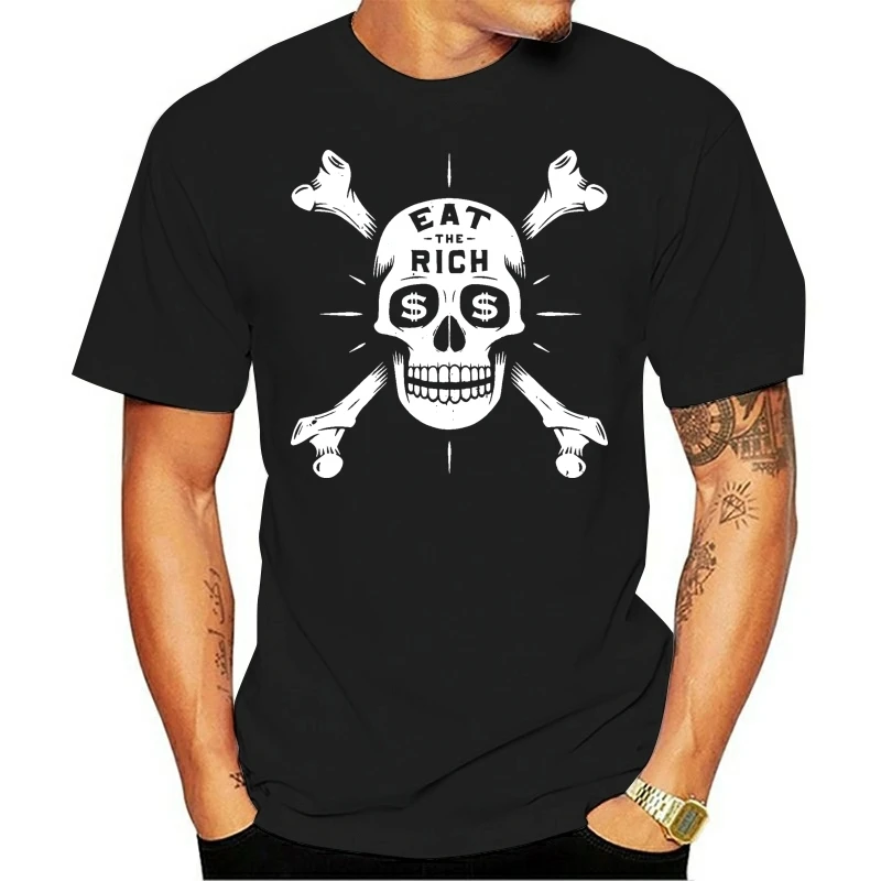 Eat The Rich Ladies Fitted Ringspun T-SHIRTSkull & CrossbonesVintageMoney men t shirt