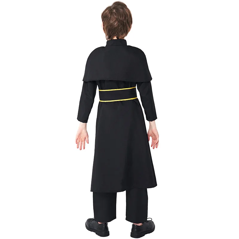 Boys Church Father Costume for Halloween Carnival Boy Suit Role Play Priest Costume for Kids Medieval Roman Pastor Robe