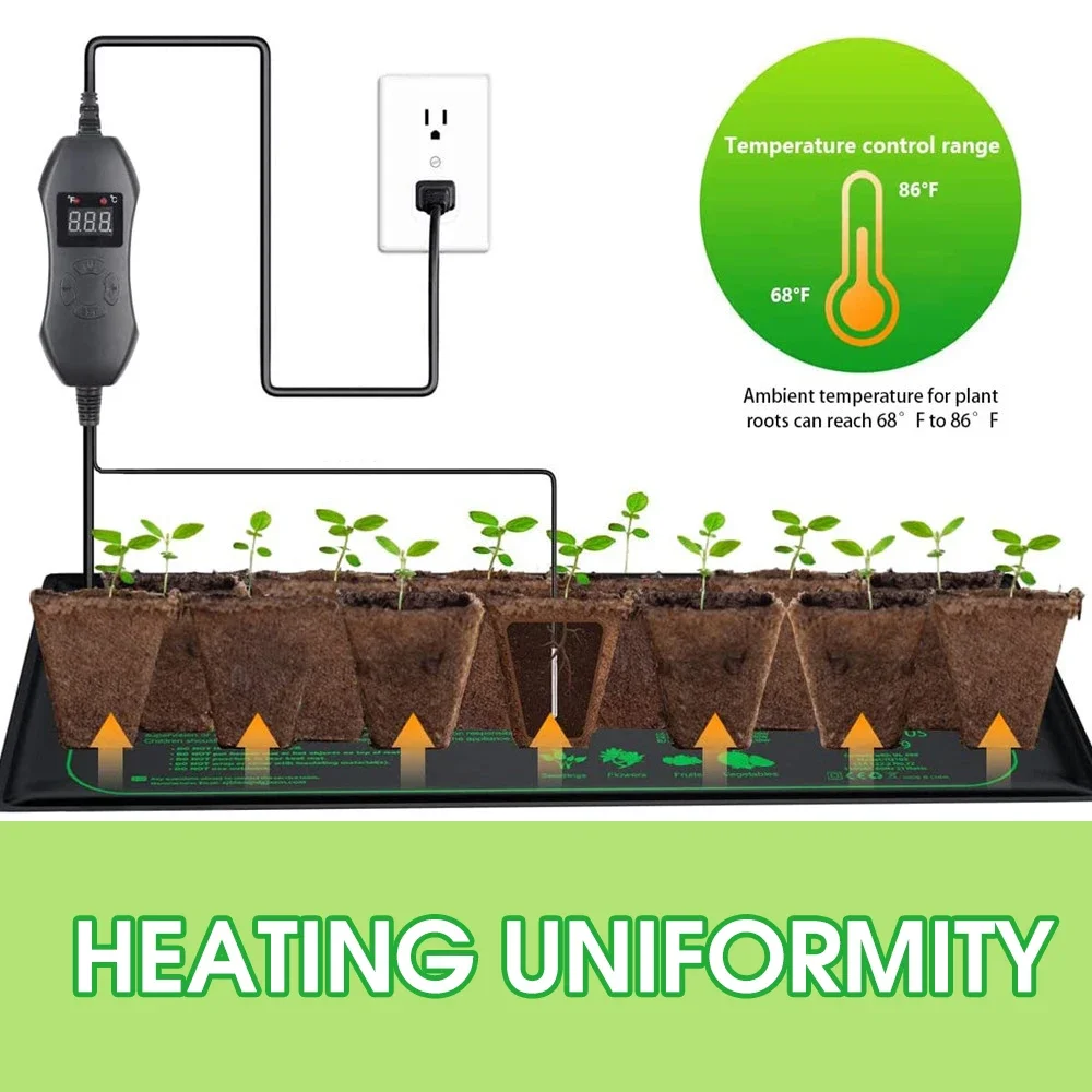 50W EU-US/UK/AU Adjustable Thermostat Seedling Heating Mat Plants Nursery Warm Pad for Indoor Seed Starter Germination Grow Heat