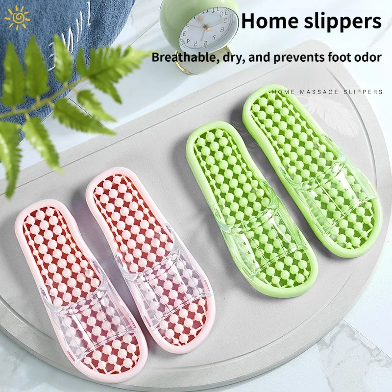 New Massage Slippers, Bathroom Slippers, Shower Women's Indoor Home Anti-Slip Hollow Leak Quick Drying Slippers, Couple's Home S