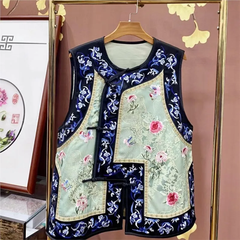 

Новая жаккардовая Тяжелая вышивка, трехцветная синяя вышитая юбка Пипа, жилет