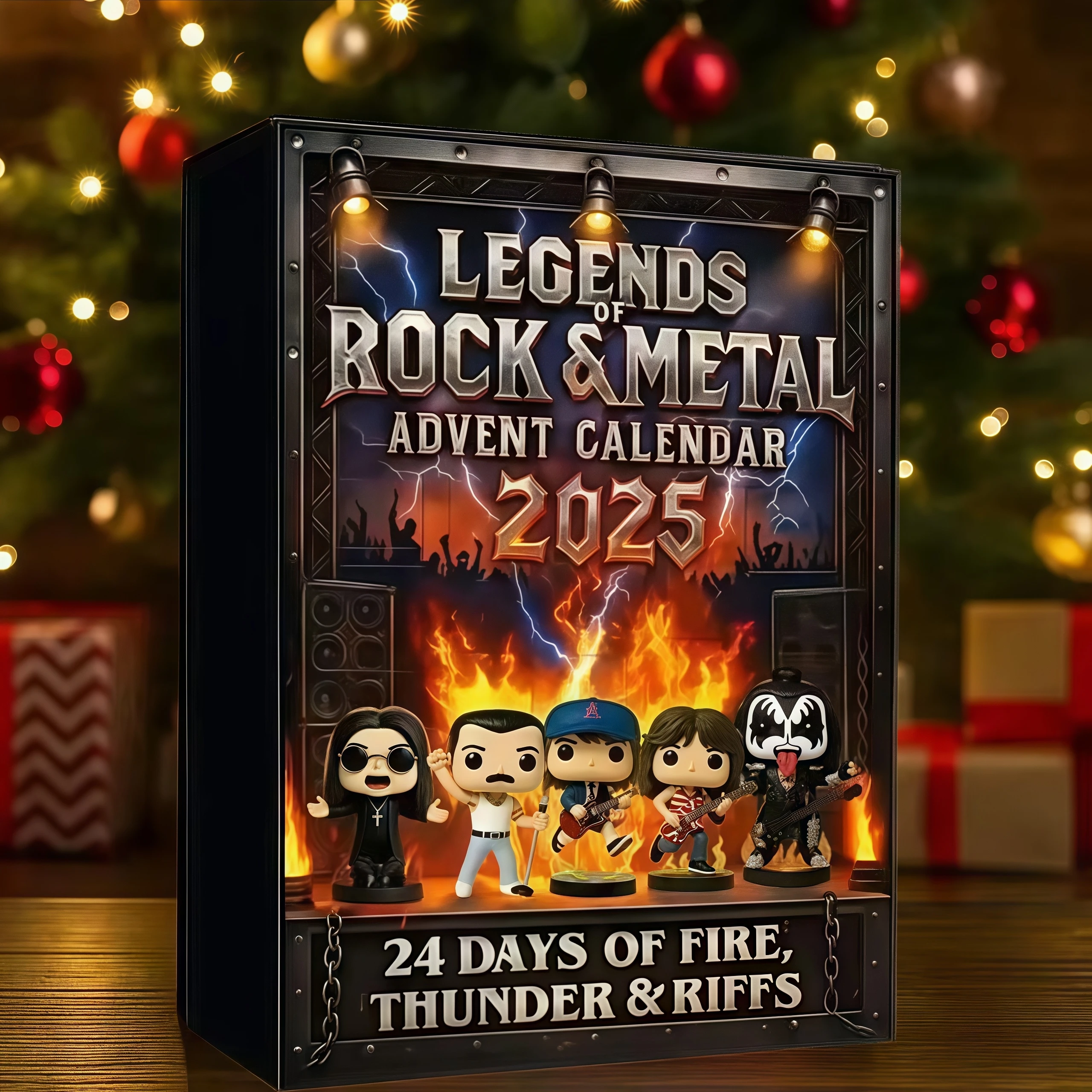 هدية تقويم القدوم من Rock and Metal مجموعة شخصيات الموسيقى المميزة من الأكريليك المسطح ثنائية الأبعاد مناسبة لهدايا عشاق الصخور والمعادن