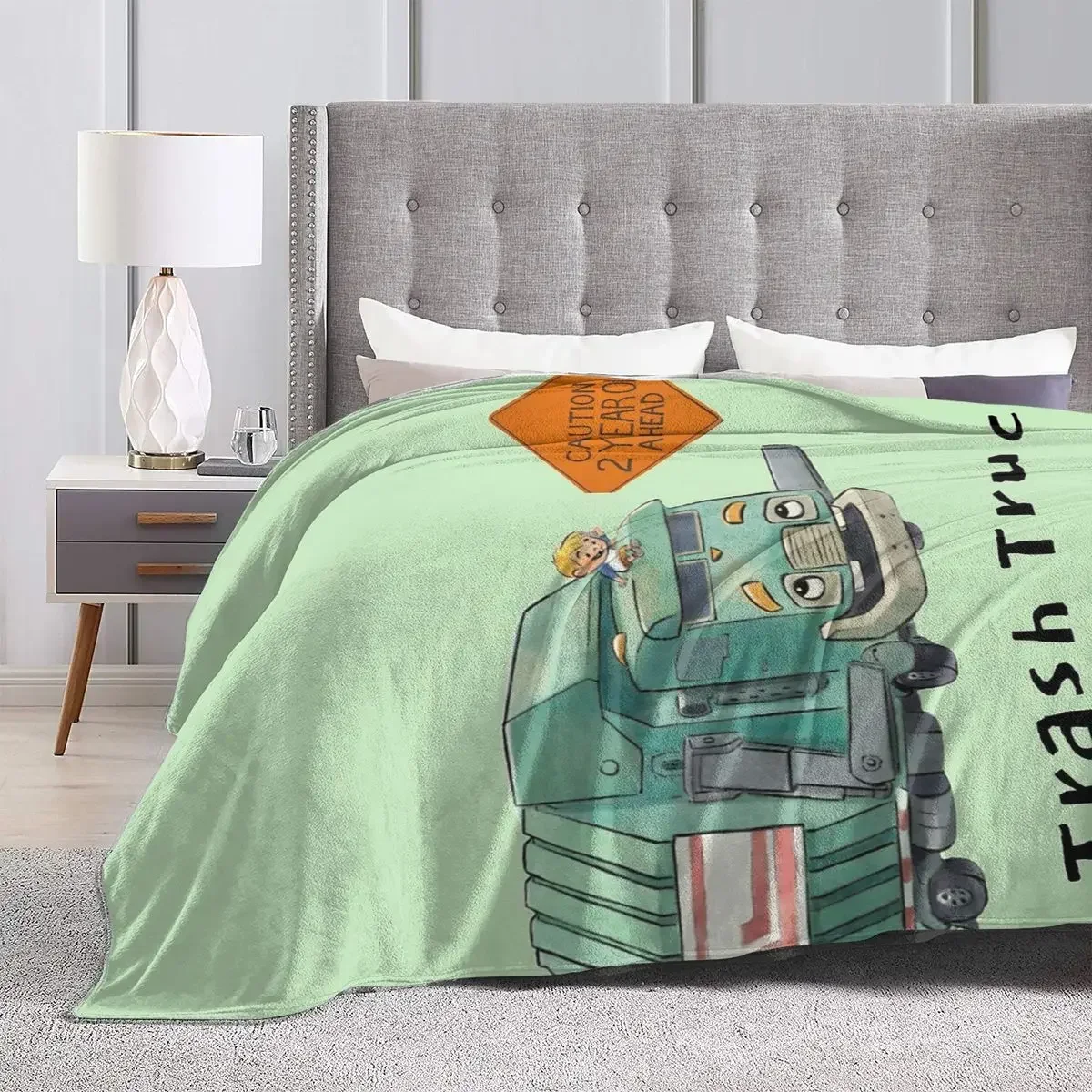 Flannel Throw Blanket Trash Truck Cartoon Netflix Blankets Soft Bedspread Warm Plush Blanket for Bed Living room Picnic Travel