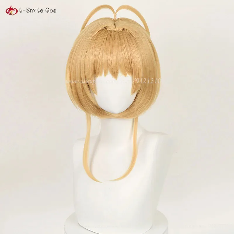 CyAnime ساكورا كينوموتو تأثيري حلي الباروكات 46 سنتيمتر قصيرة براون/الذهبي مقاومة للحرارة الاصطناعية الشعر هالوين شعر مستعار للحفلات + شعر مستعار Ca