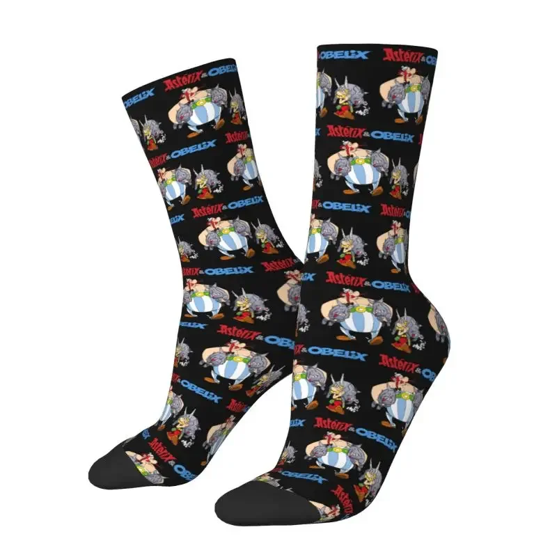 Cool Asterix And Obelix Socks Men Women Male Breathable Hip Hop Non-Slip Funny Funny Anime Cartoon Basketball Sports Socks