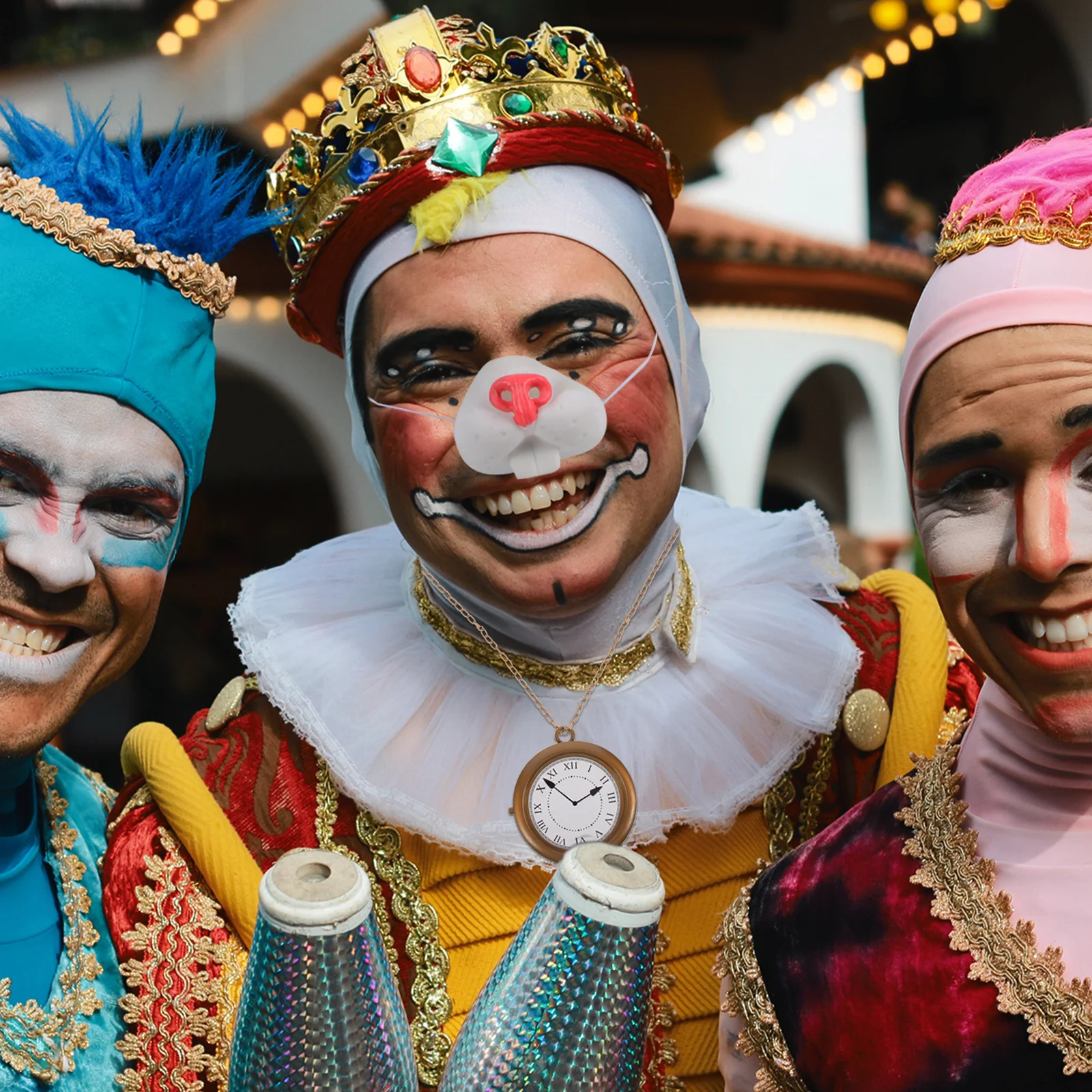 1 Juego de accesorios de Cosplay de nariz de conejo, suministros para fiestas, disfraz de hippy, accesorios de Cosplay para Halloween, colgante de reloj