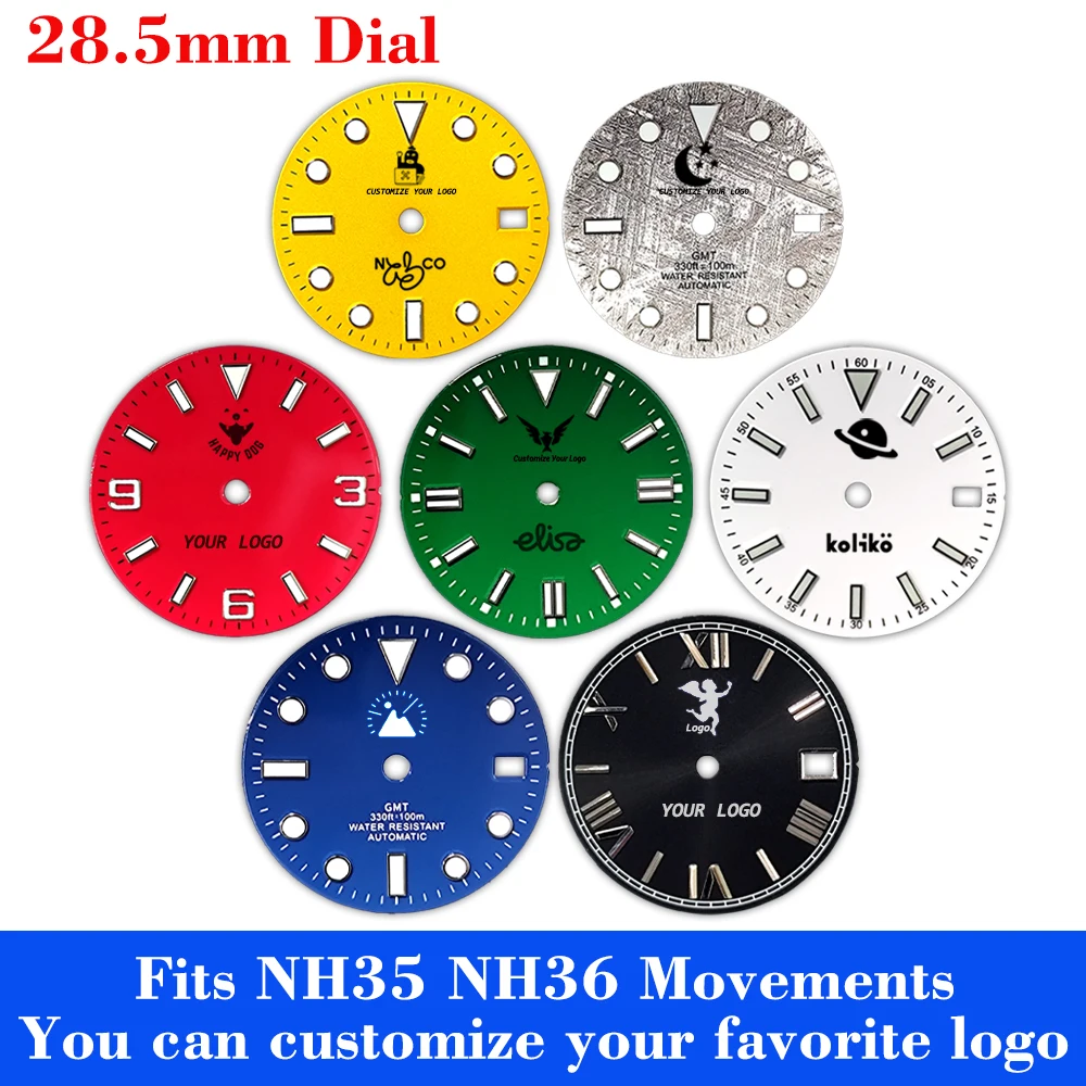 28.5 Diameter Date Watch Dial Luminous Dial Suitable for NH35/NH36 Movement Accessories Watch Parts Sterile Dial