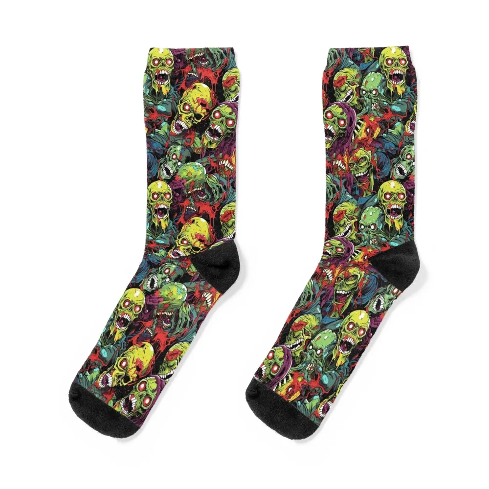 

Zombie horde attacks, Horror inspired Hawaiian pattern zombie series #33 Socks