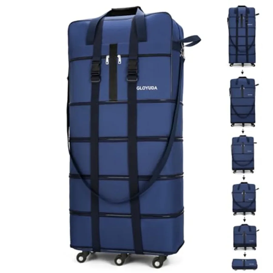 

130L Expandable Luggage 43 Inch Suitcase with Wheels Collapsible Luggage with Wheels Rolling Duffle Bag with Wheels Foldable Su