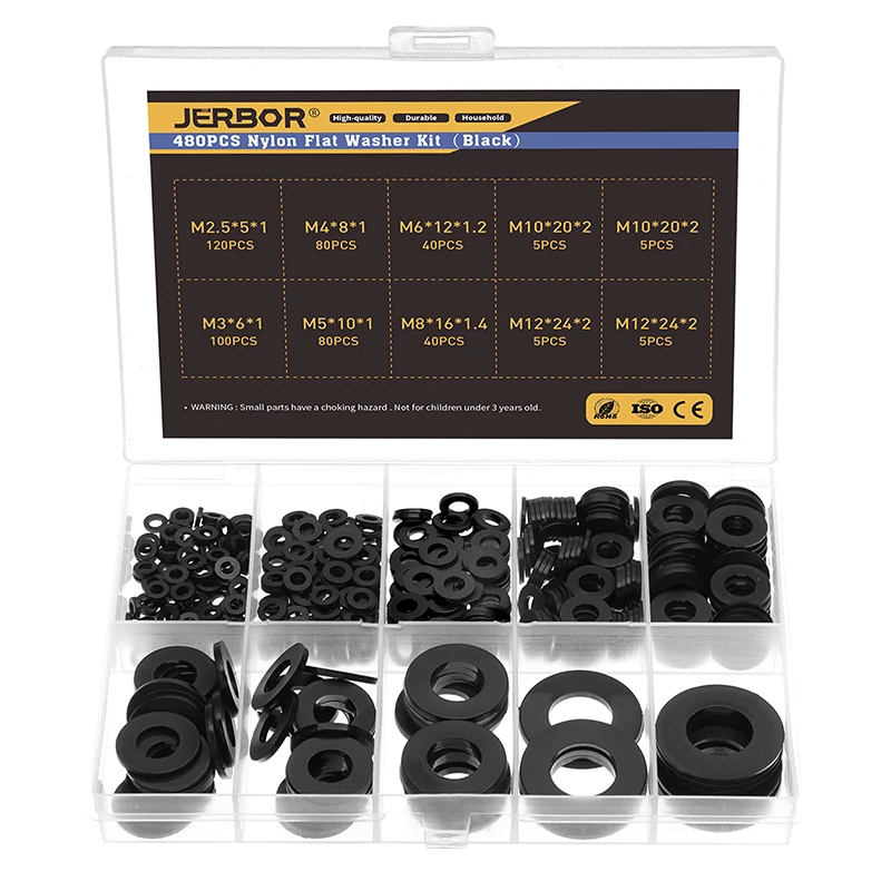 M2 M2.5 M3 M4 M5 M6 M8 Nylon Washers Plastic Insulation Spacers Seals Black White 250/350/480/500PCS Set Gasket Ring Kit