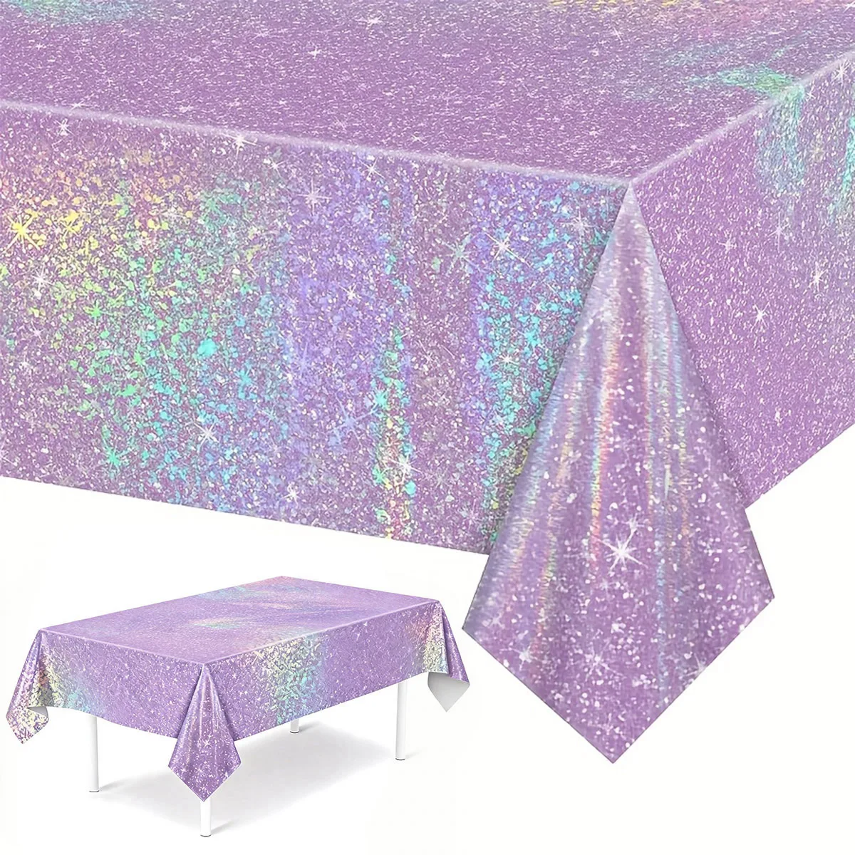 Nappe jetable en film d'aluminium violet effet laser pour décoration de fête d'anniversaire, de mariage et de baby shower