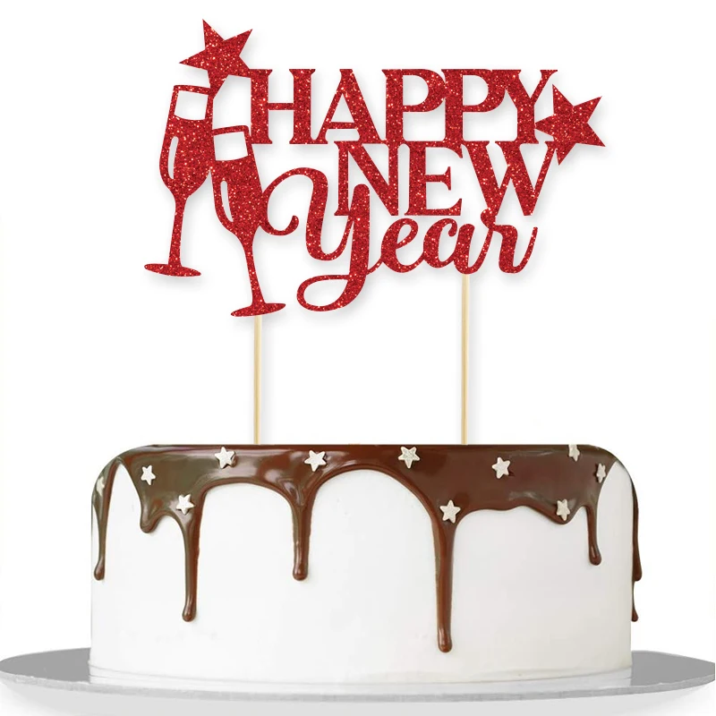 1pc Happy New Year cake topper, cheers 2025 New Year party cake decoration supplies