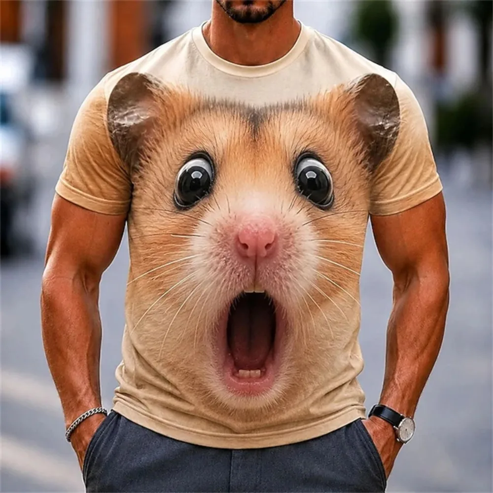 Men's 3D Print Loose T-Shirt Funny Wacky Fish, Pig and Dog Face Patterns Comfortable, Sporty, Breathable Party  Parent-Child Top