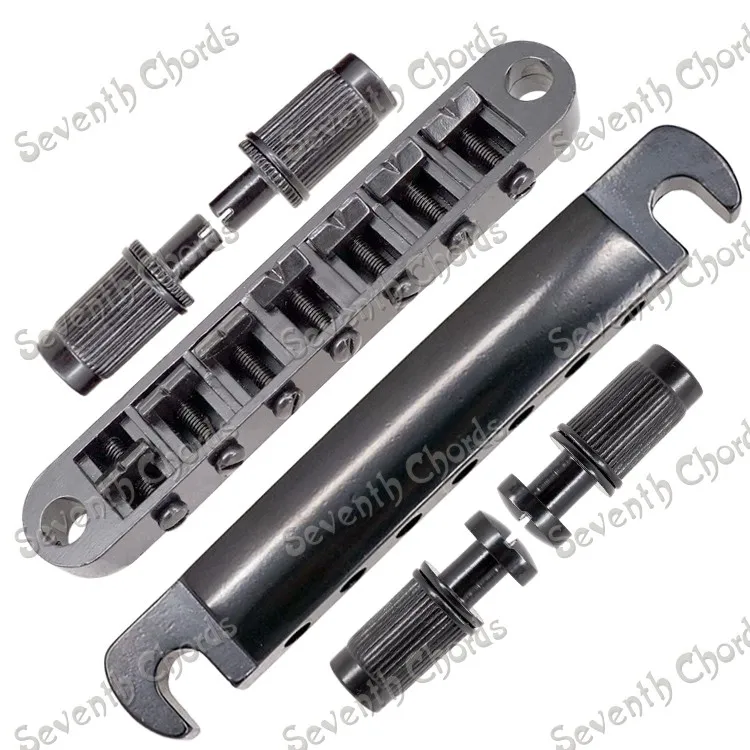 A Set 7 String Tune-O-Matic Bridge And Tailpiece For GB LP Electric Guitar / Chrome and  Black for choose