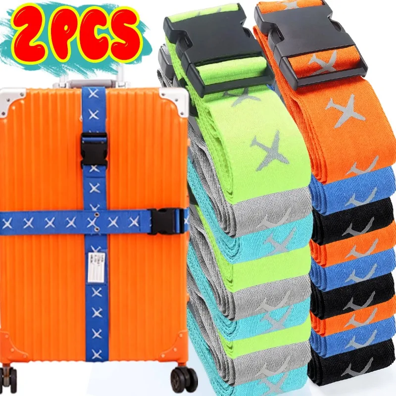 

1/2Pcs Anti-theft Luggage Strap Print Pattern Adjustable Lock Packing Belt Baggage Secure Lock Luggage Strap Bundling Belt