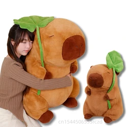 30/40/55cm Funny Capybara Plush Doll Holding Lotus Leaf Capybara Soft Plush Doll Home Decor Birthday Gift For Boys And Girls