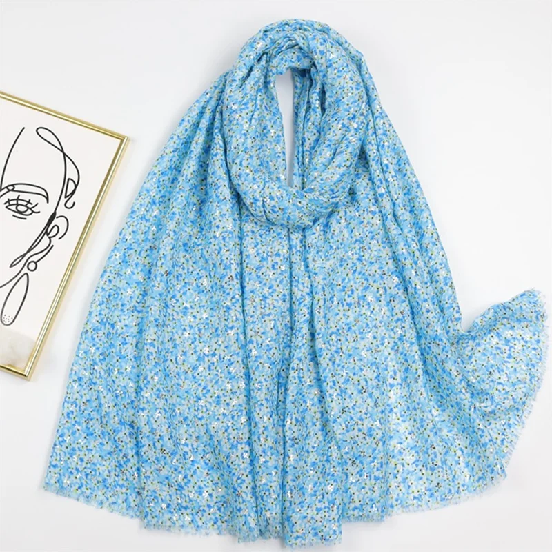 2023 Luxe Katoen Viscose Fringe Sjaal Voor Vrouwen Hijab Strand Stola Gouden Polka Bloemen Sjaal Wraps Vrouwelijke Echarpe Bufandas Femme