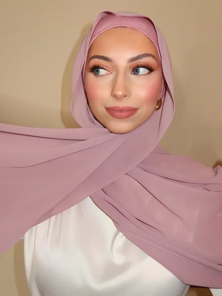 3 Delige Set Chiffon Hijab Bijpassende Send Hijab Tape Undercap Chiffon Sjaal Met Bijpassende Undersjaal Sjaals Voor Dames