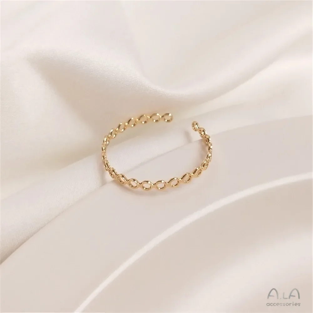 14K plated gold Batch flower wave ring simple INS wind ring combination tail ring female tide DIY ring