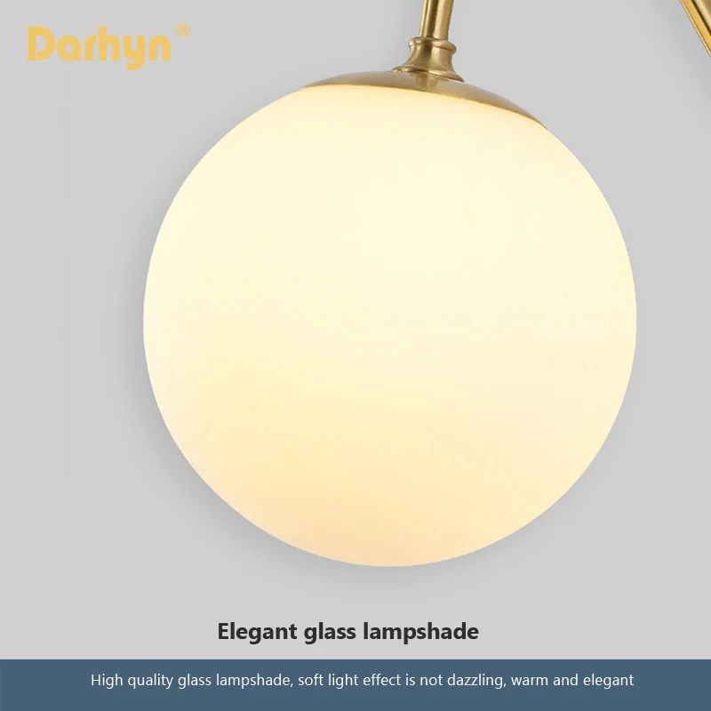 Nordic Wall lamp Golden Wall Lights With Milky Special Glass Round Ball For Home Indoor Decor Bedroom Bedside Wall Lights