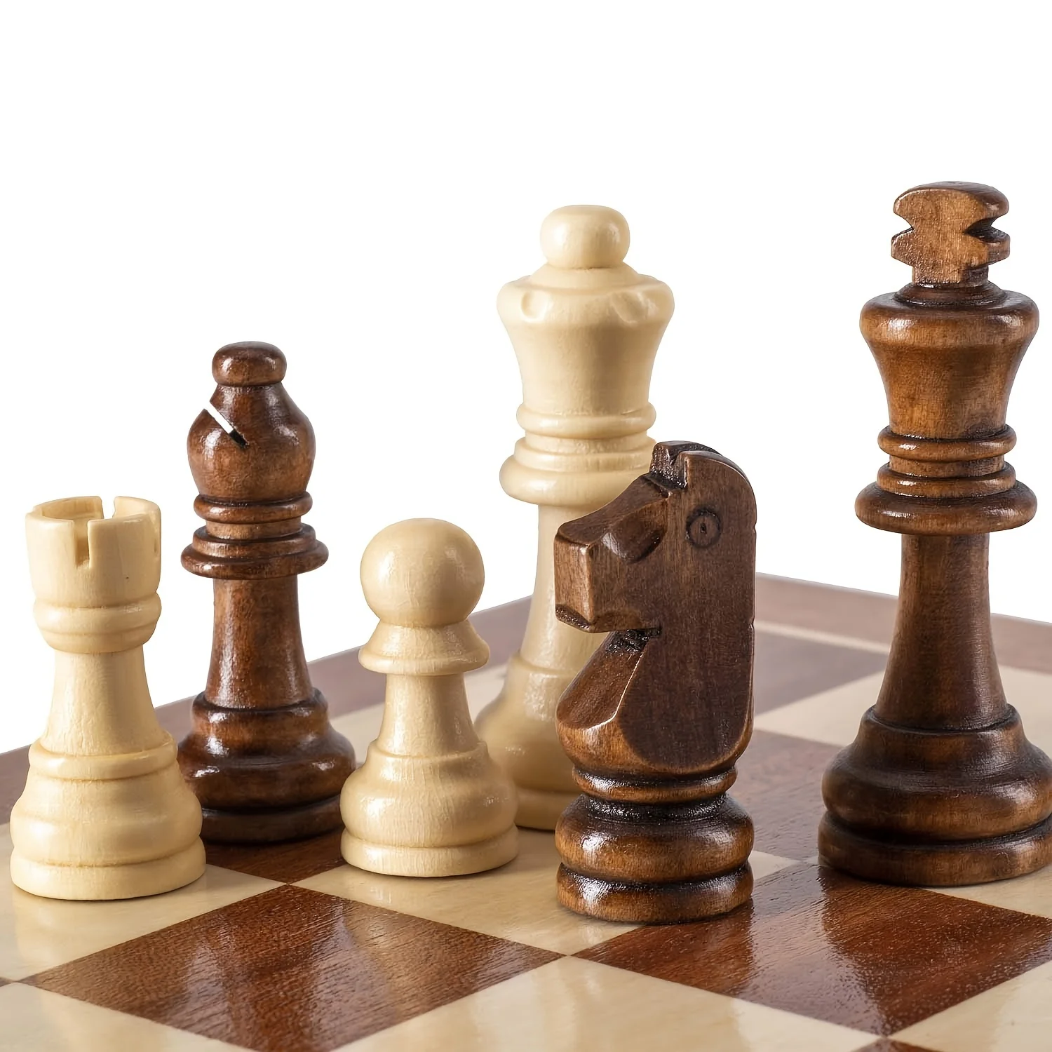 32 Pieses Wooden Chess Standard Tournamen Staunton Wood Chessmen 8cm King Height,Chess Pieces Only No Board