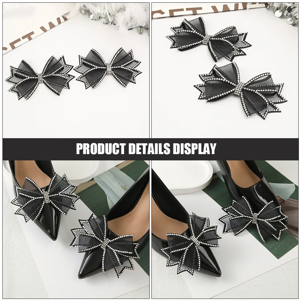 

2pcs 1 Pair Rhinestone Bow Shoe Charm Diy Elegant Wedding Shoe Embellishments For Women Crystal Decorative Bridal Heel Ornaments