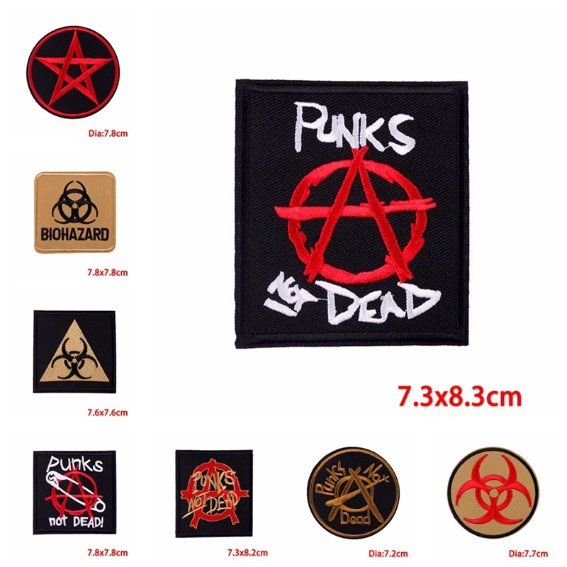 Prajna 10PCS Wholesale Biohazard Logo Patches On Clothing Thermoadhesive Patches DIY Warning Sign Embroidered Patch For Clothing