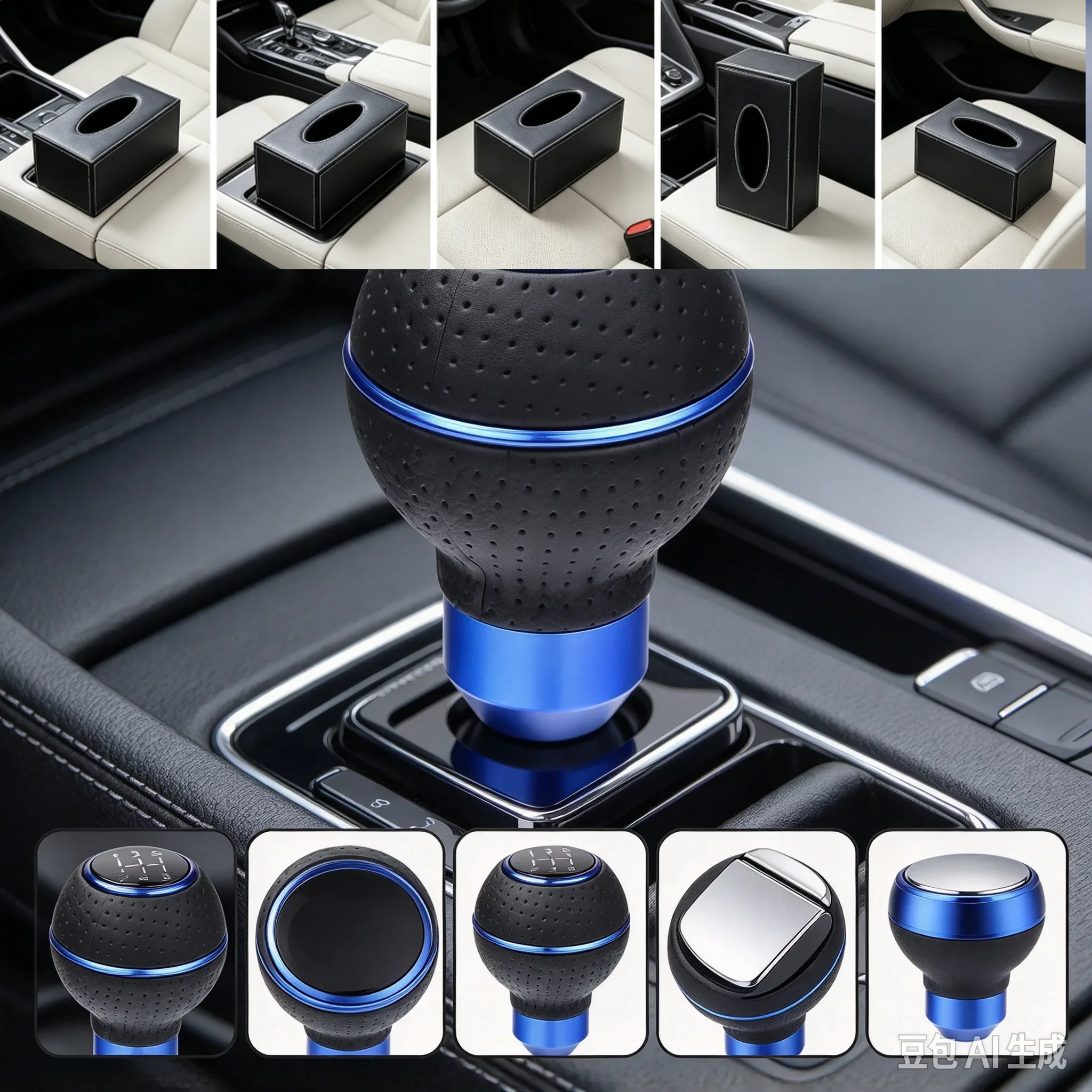 5 Speed Car Manual Leather Red/Black Stitch Gear Stick Shift Knob Shifter Lever Pen Replacement Gearstick Interior Part