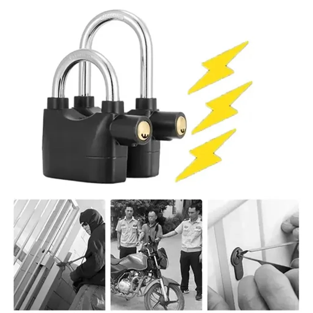 Trava de Segurança Portátil com Sirene de 110dB Antifurto para Bicicleta, Moto e Malas de Viagem