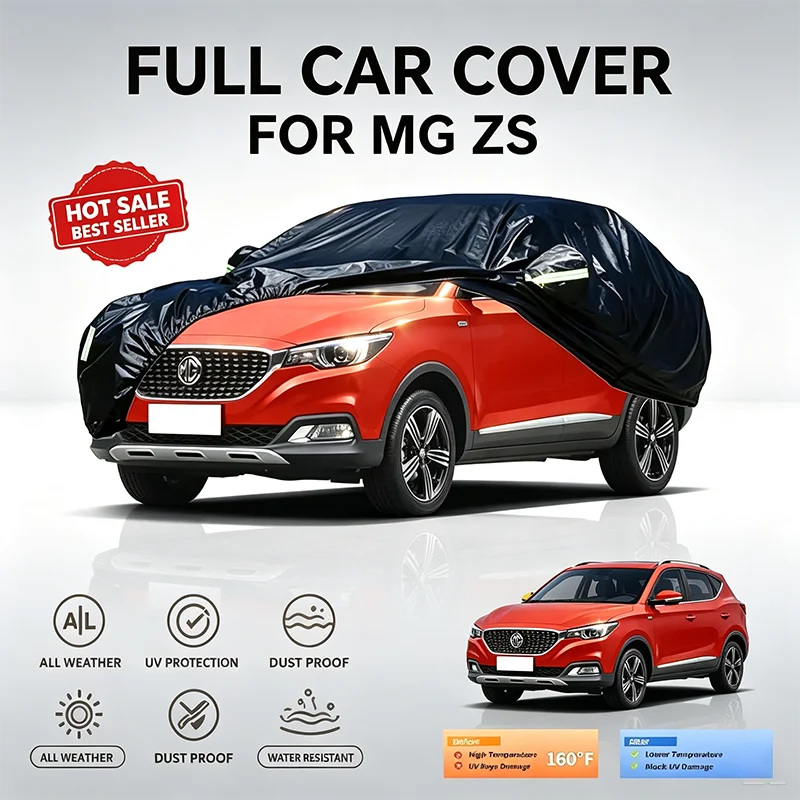 For MG ZS Full Car Cover All Weather Snow Sun UV Dustproof Reflective Strips Wind Straps Outdoor