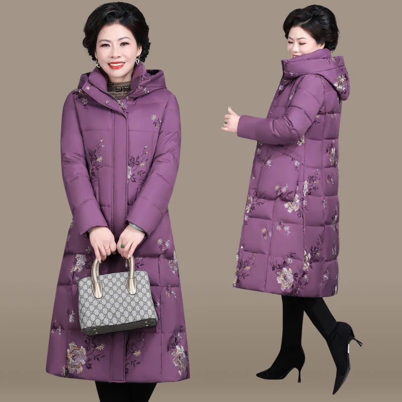 

Женская модная теплая зимняя куртка Ele с вышивкой, утепленная, из хлопка и полиэстера, на молнии, повседневная