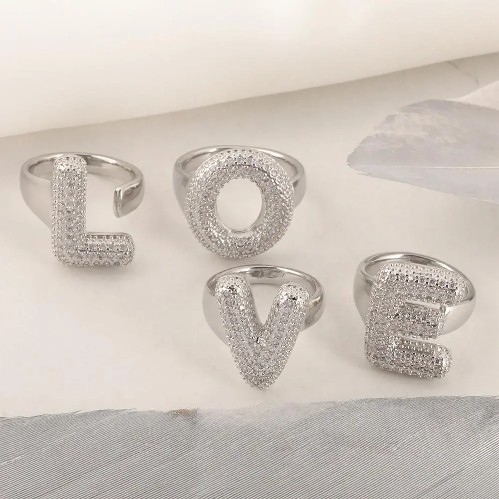 26 Letter Open-Ended Zircon Ring INS Minimalist Series Gift For Friends