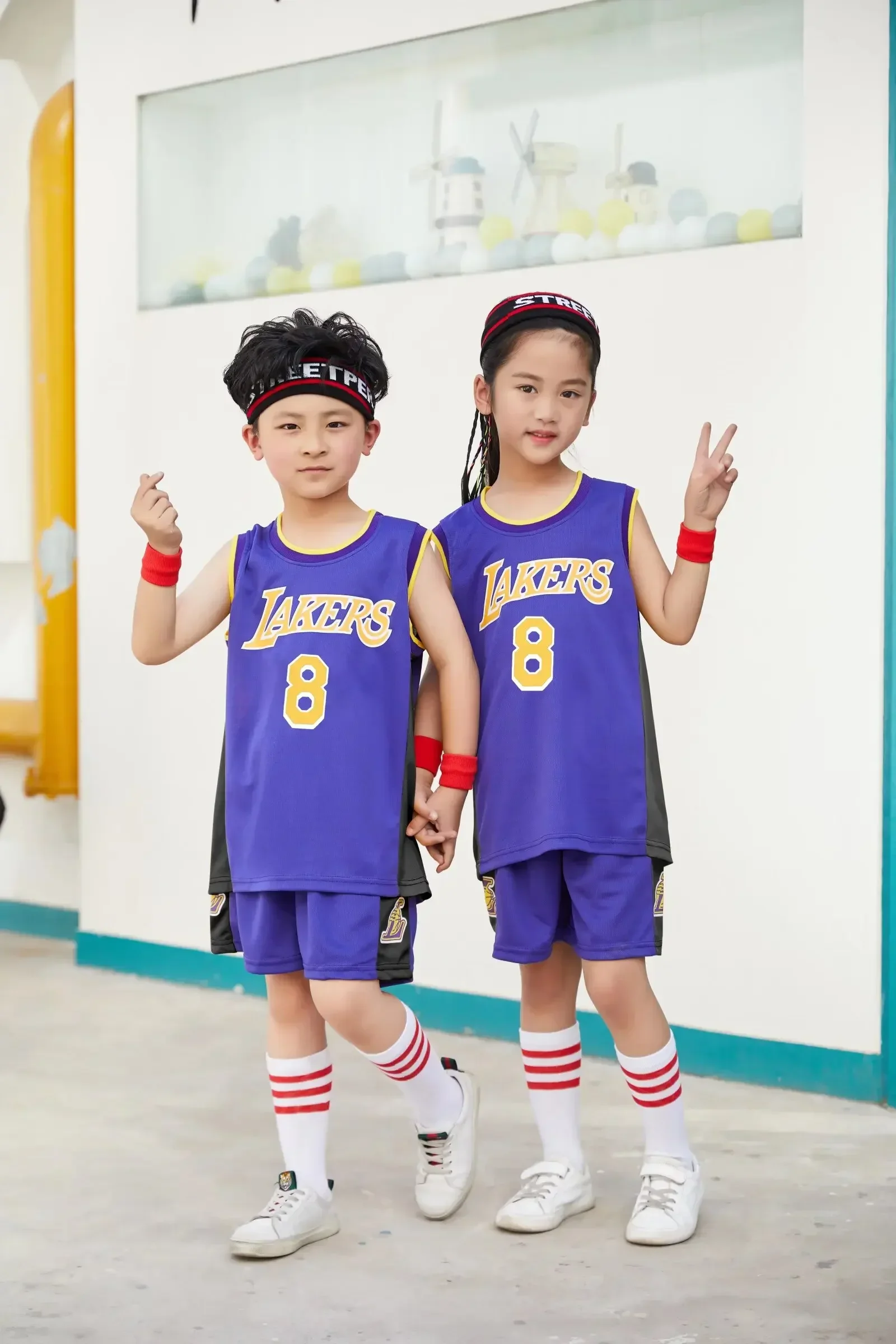 NEW 23/24 boy girl Lakers 8 Basketball Jerseys Children\'s uniform set primary school jersey game team uniform training vest