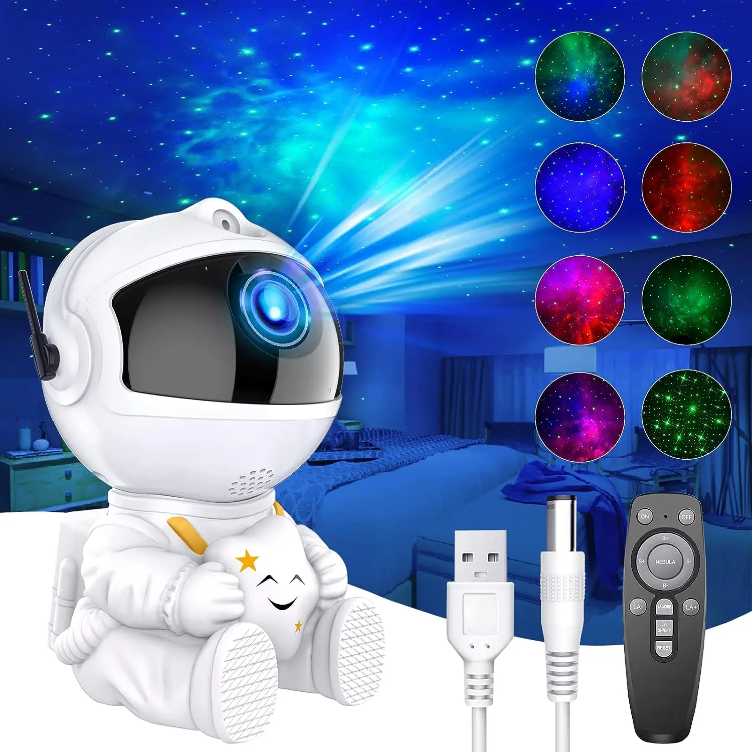 Imagem -02 - Astronauta Projetor Night Light Starry Sky Galaxy Stars Lâmpada Led para Quarto Infantil Decoração do Quarto Presente de Aniversário