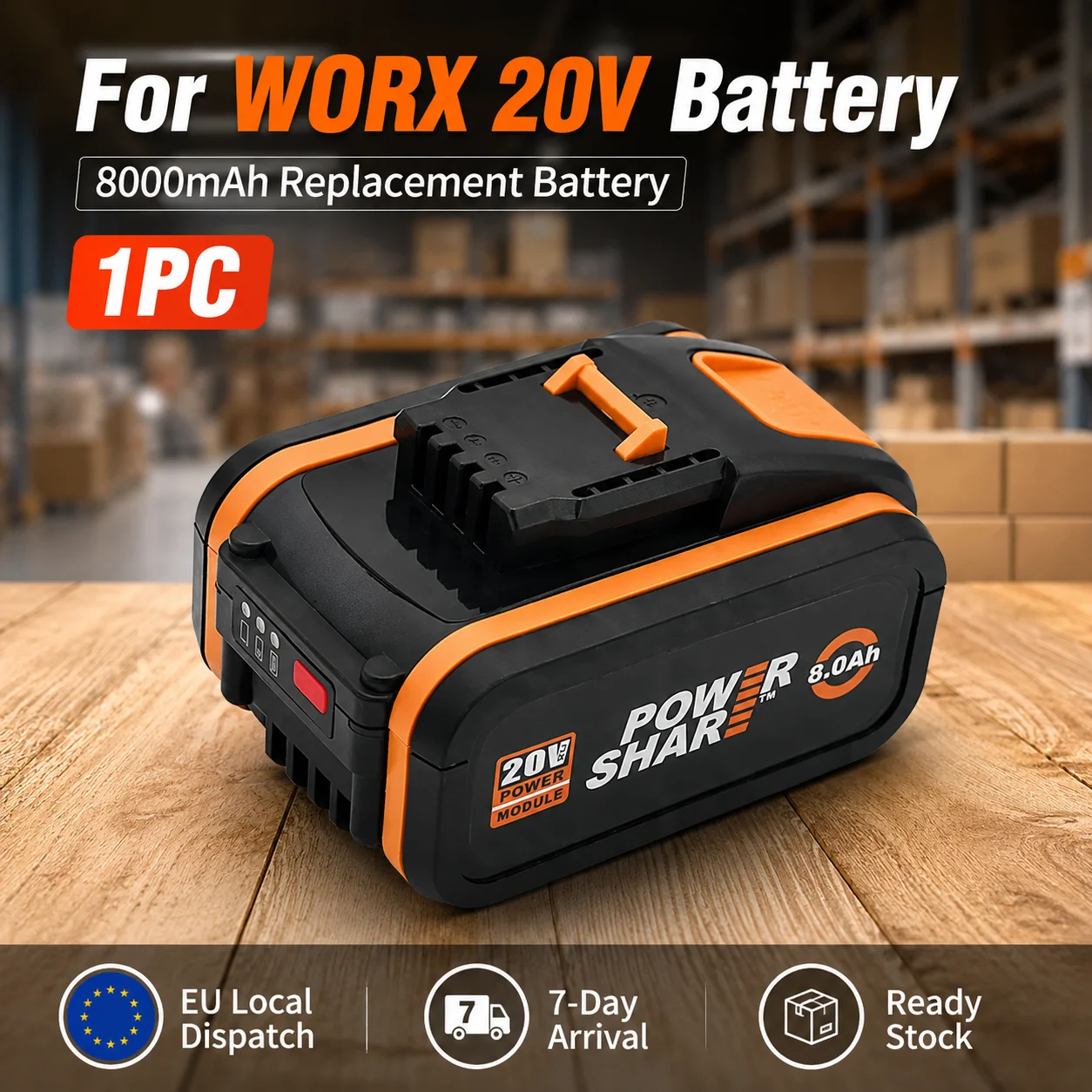 Image of Kabelloser Werkzeugakku 20V 6,0Ah Li-Ionen Ersatz für Worx WA3551 WA3553 WX176 WX550, Hochleistungs-Werkzeugakku